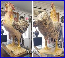 Fabulous 21 Full Bodied Folk Art Hand Carved Wood Rooster Original Paint C1860