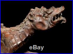 Fabulous Medieval Dragon Sculpture of Carved Wood Very Nicely Detailed 18th C