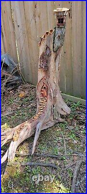 Fairy House Gnome Home Custom Ceder Wood Carving