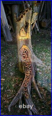 Fairy House Gnome Home Custom Ceder Wood Carving