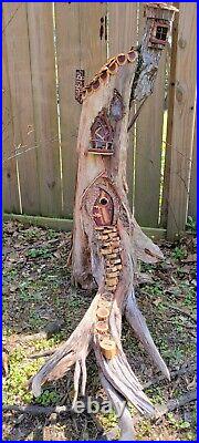 Fairy House Gnome Home Custom Ceder Wood Carving