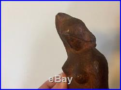 Fine Art Deco Carved Wood Carving Sculpture Naked Lady Bust Torso Early 20th c