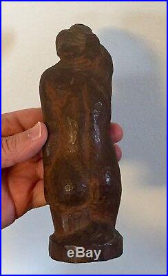 Fine Art Deco Carved Wood Carving Sculpture Naked Lady Bust Torso Early 20th c
