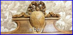 Flower bow ribbon wood carving pediment Antique french architectural salvage