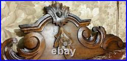 Flower scroll leaf wood carving pediment Antique french architectural salvage