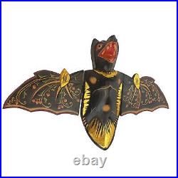 Flying Black Bat Mobile Balinese Spiritchaser hand carved wood Bali Folk Art 17