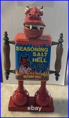 Folk Art Assemblage Devil Head Robot Face Jug Salt From Hell Found Object Art