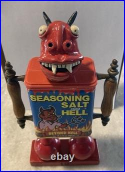 Folk Art Assemblage Devil Head Robot Face Jug Salt From Hell Found Object Art