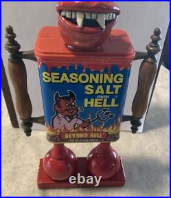 Folk Art Assemblage Devil Head Robot Face Jug Salt From Hell Found Object Art