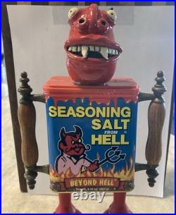 Folk Art Assemblage Devil Head Robot Face Jug Salt From Hell Found Object Art