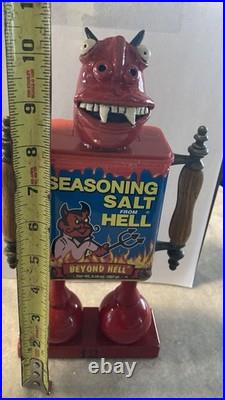 Folk Art Assemblage Devil Head Robot Face Jug Salt From Hell Found Object Art