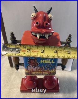 Folk Art Assemblage Devil Head Robot Face Jug Salt From Hell Found Object Art