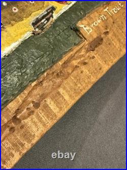 Folk Art Carved Painted Wooden Brown Trout signed & dated