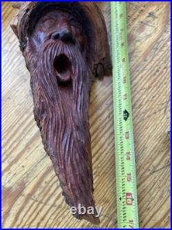Folk Art Dale Hallet 1987 Knothead Wood Carving Signed Engraved Paw