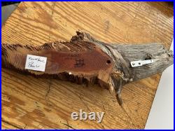 Folk Art Dale Hallet 1987 Knothead Wood Carving Signed Engraved Paw
