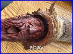 Folk Art Dale Hallet 1987 Knothead Wood Carving Signed Engraved Paw