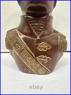 Folk Art Haitian Carved Wood Sculpture Bust Of Alexander Petion Vintage