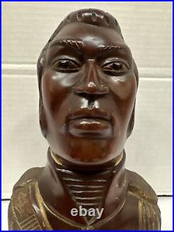 Folk Art Haitian Carved Wood Sculpture Bust Of Alexander Petion Vintage