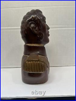 Folk Art Haitian Carved Wood Sculpture Bust Of Alexander Petion Vintage