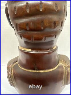 Folk Art Haitian Carved Wood Sculpture Bust Of Alexander Petion Vintage