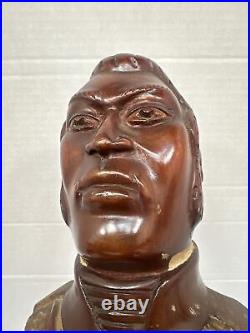 Folk Art Haitian Carved Wood Sculpture Bust Of Alexander Petion Vintage