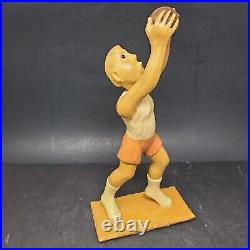 Folk Art Romer Wood Carving Sculpture Basketball Player Sports Vintage 14