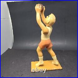 Folk Art Romer Wood Carving Sculpture Basketball Player Sports Vintage 14