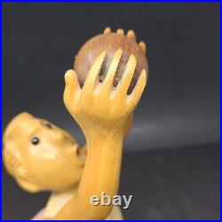 Folk Art Romer Wood Carving Sculpture Basketball Player Sports Vintage 14