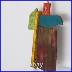 Folk Art Wall Sculpture Attributed to Brian Andreas Mixed Media Wood & Metal