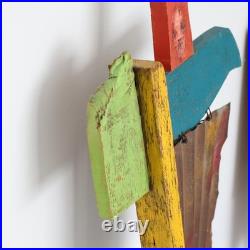 Folk Art Wall Sculpture Attributed to Brian Andreas Mixed Media Wood & Metal