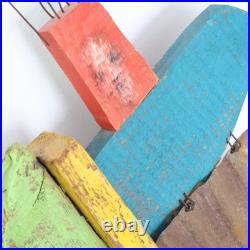 Folk Art Wall Sculpture Attributed to Brian Andreas Mixed Media Wood & Metal
