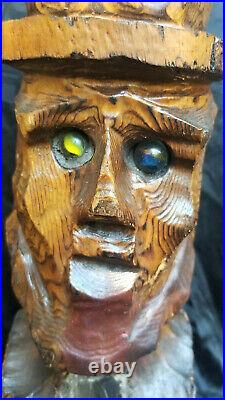 Folk Art Wood Carving BANK Abraham Lincoln One-Of-A-Kind