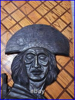 Folk Art Wooden Carved Panel Signed By Mendes Of Lampiao Of Brazil Artwork