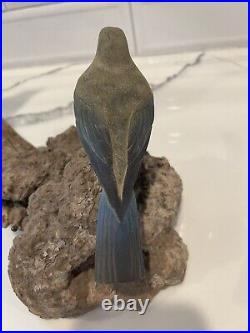 Folk Artist PHILLIP E. BROWN NORTH CAROLINA CARVED PAINTED Blue Birds Driftwood