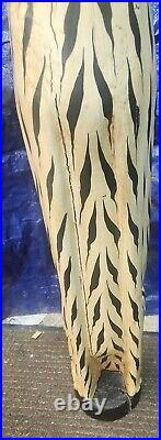 Folkloric Style Tall Hand Carved Standing Wooden Tiger Art Decor 40 In. Tall