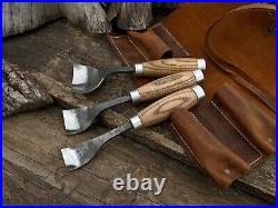Forged Bent Gouge Set 3 PCS. Wood carving gouge. Kuksa carving. Woodworking tool