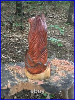 Fox Red Sly Sculpture Statute Chainsaw Carving Totem Pole Art Cedar Wood Fox Red Sly Sculpture Statute Chainsaw Carving Totem Pole Art Cedar Wood