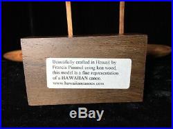 Francis Pimmel Carved Hawaiian Koa Wood Canoe Outrigger Hawaii Sculpture