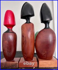 Frank Corando Wood Sculptures Set of 3 Signed Mid Century Modern Figurines