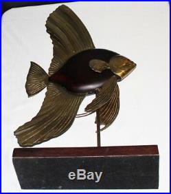 Frederick Cooper American Folk Art 29 Carved Wood & Brass Angel Fish Sculpture