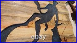 Free Diver Spear Fishing Roosterfish Wood Carving In Blue Pine 25 X 25 BIG