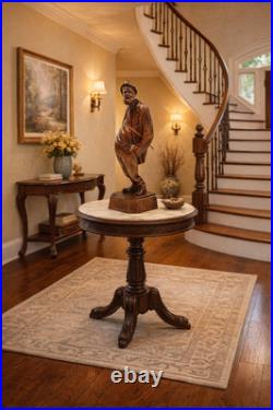 French-Canadian Man Wood Sculpture by Paul Emile Caron St. Jean Port Joli