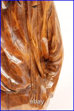 French-Canadian Man Wood Sculpture by Paul Emile Caron St. Jean Port Joli