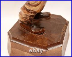 French-Canadian Man Wood Sculpture by Paul Emile Caron St. Jean Port Joli