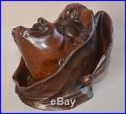 French Decorative Gothic Hand Carved Wood Sculpture Figurine Figure Man Face