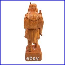 G Hovington Saguenay Quebec Canada Hand Carved Wood Indian Statue Signed 8.25