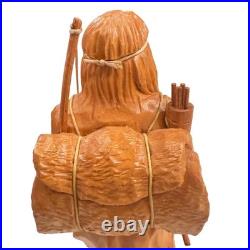 G Hovington Saguenay Quebec Canada Hand Carved Wood Indian Statue Signed 8.25