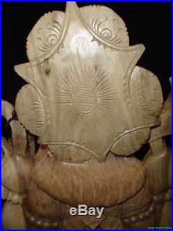 Ganesh Remover Obstacles Wise Elephant Sculpture Carved Wood Bali art statue 27