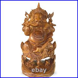 Ganesha Padma Base Statue Sculpture Hand Carved Wood Carving Balinese Art 18