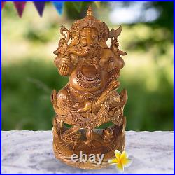 Ganesha Padma Base Statue Sculpture Hand Carved Wood Carving Balinese Art 18